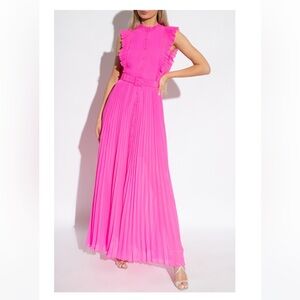 New Pink Chiffon Sleeveless Ruffle Midi Self-Portrait Dress